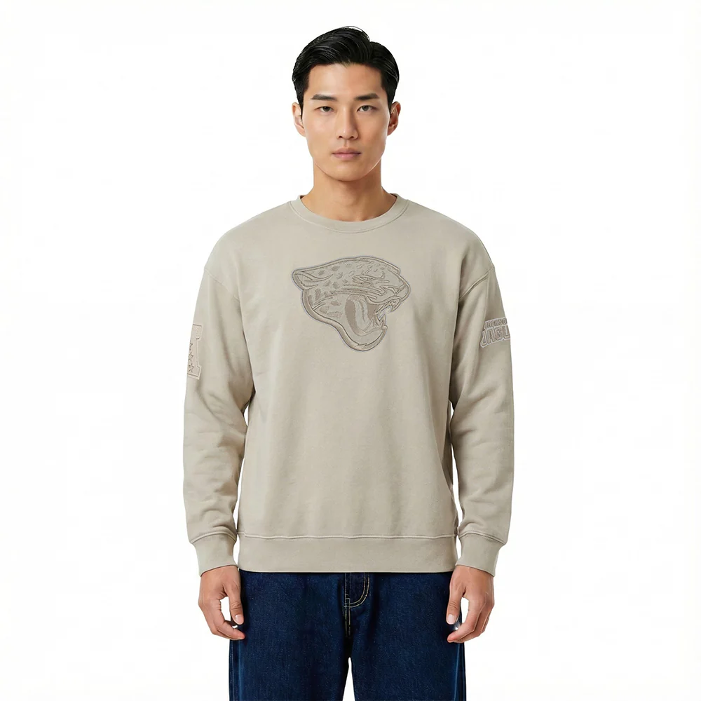 NFL JACKSONVILLE JAGUARS NEUTRAL MEN'S DROP SHOULDER FLC CREWNECK (TAUPE)