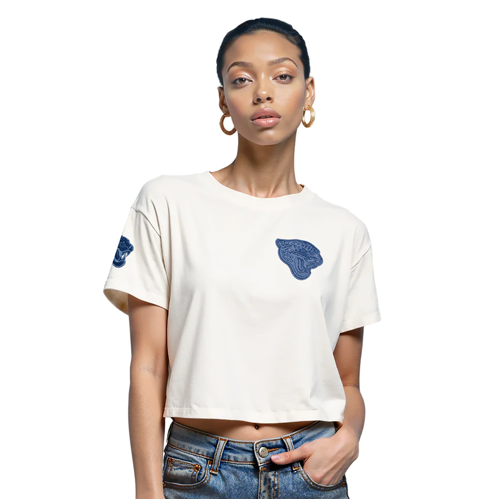NFL JACKSONVILLE JAGUARS VARSITY BLUES WOMEN'S SJ BOXY TEE (LINEN) - Image 10