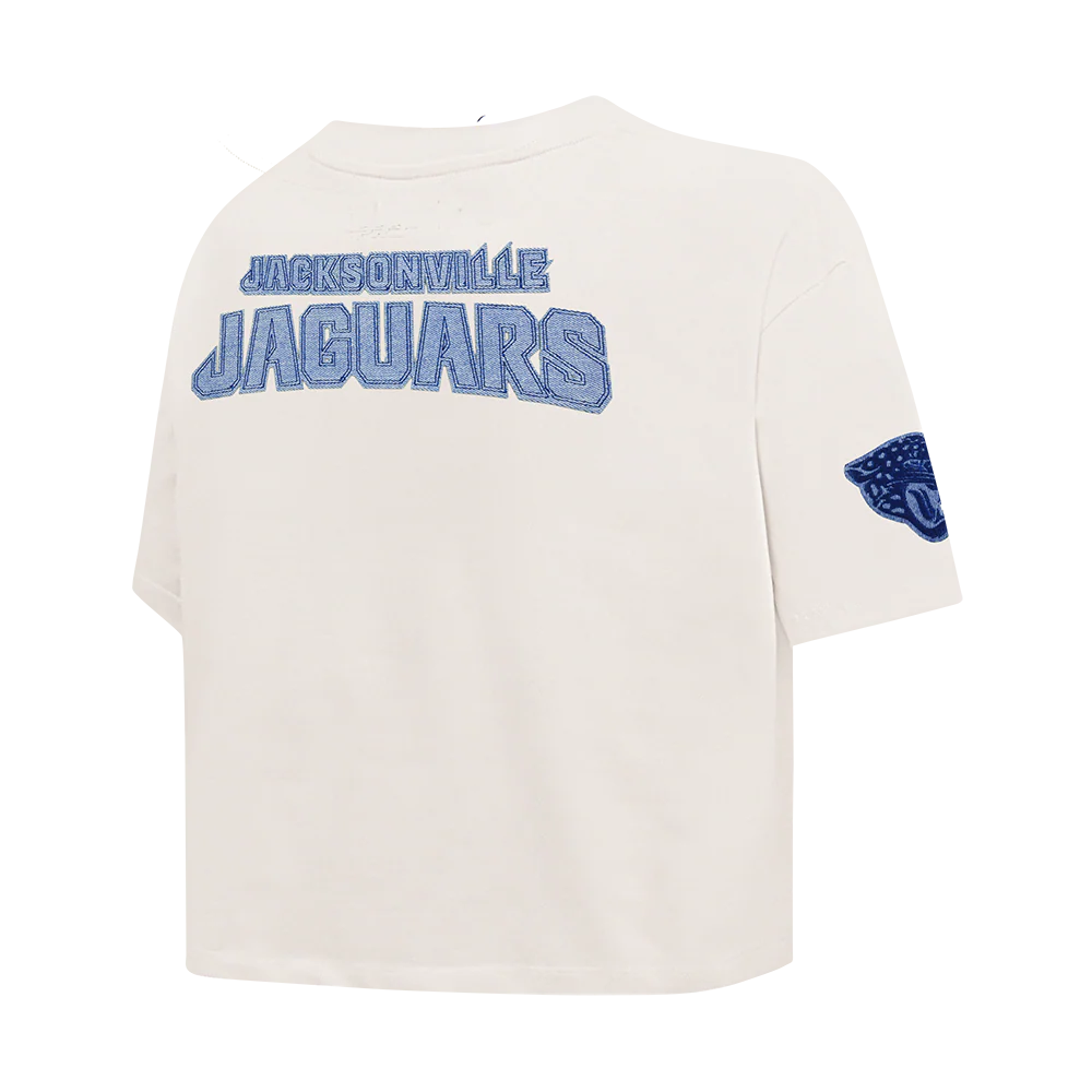 NFL JACKSONVILLE JAGUARS VARSITY BLUES WOMEN'S SJ BOXY TEE (LINEN) - Image 13