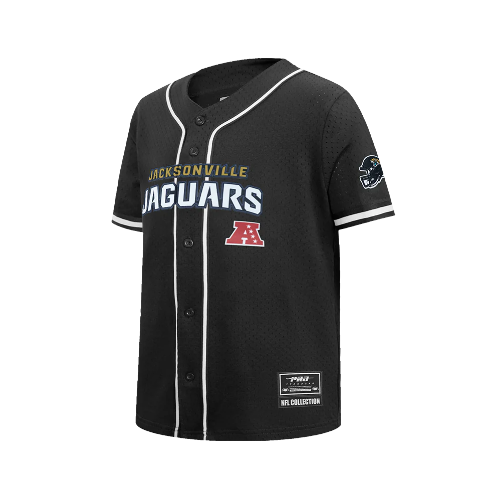 NFL JACKSONVILLE JAGUARS CLASSIC BIG BOY'S MESH BUTTON DOWN SHIRT (BLACK) - Image 3