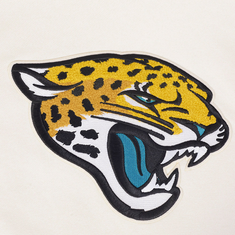 NFL JACKSONVILLE JAGUARS RETRO CLASSIC WOMEN'S RIB CROPPED PO HOODIE (EGGSHELL/ BLACK) - Image 9
