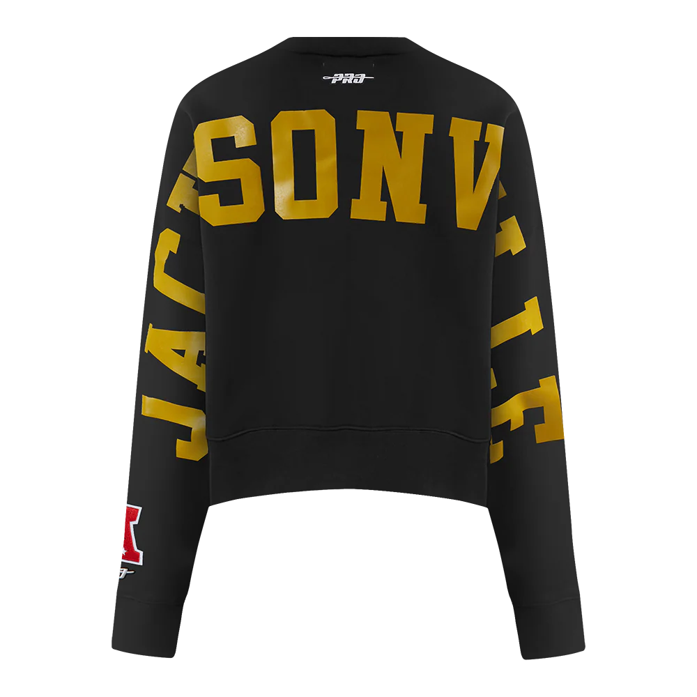 NFL JACKSONVILLE JAGUARS WINGSPAN WOMEN'S FLC CREWNECK (BLACK)