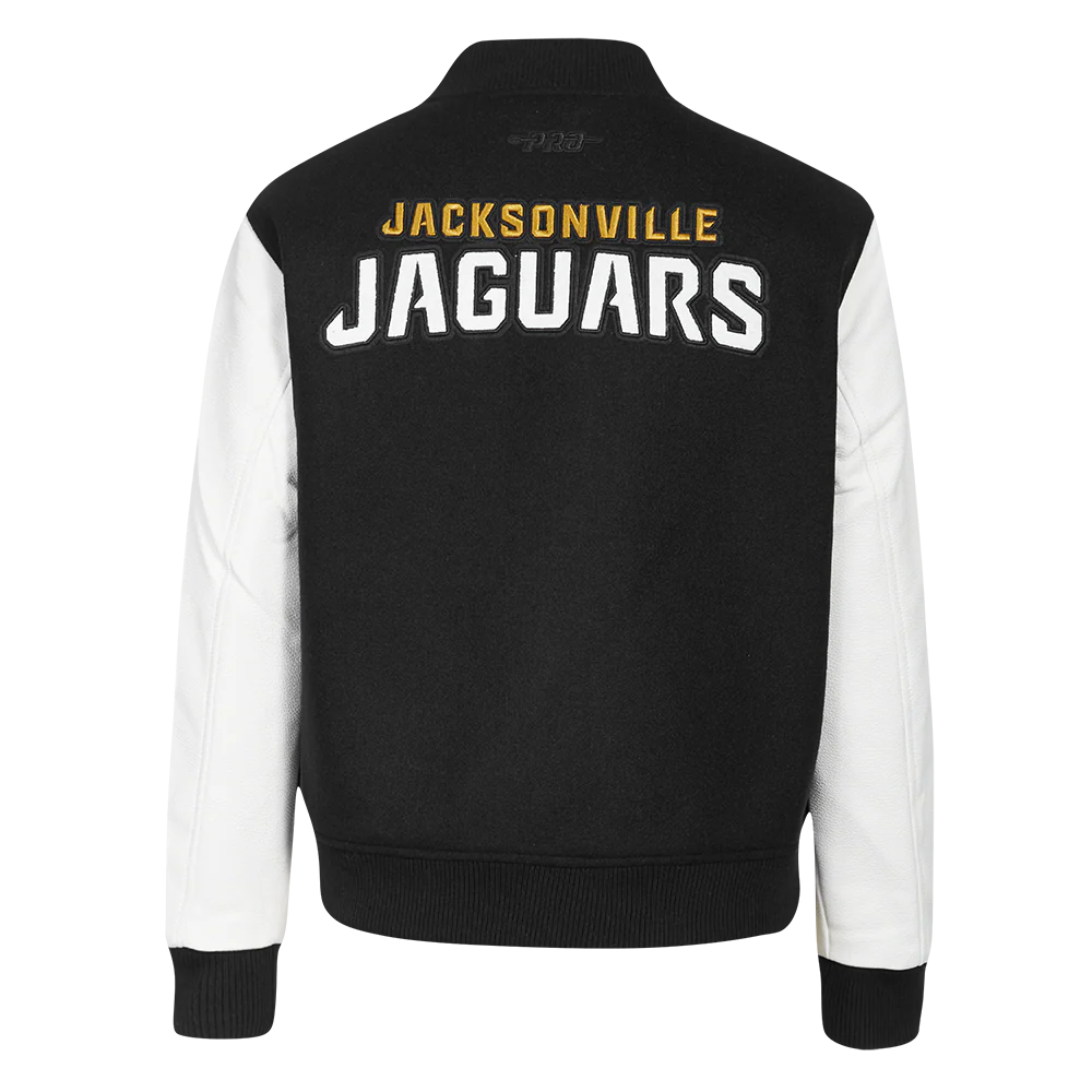 NFL JACKSONVILLE JAGUARS CLASSIC WOMEN'S WOOL VARSITY JACKET (BLACK/WHITE) - Image 3
