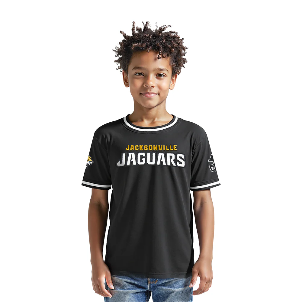 NFL JACKSONVILLE JAGUARS CLASSIC LITTLE BOYS SHORT SLEEVE STRIPED RIB TEE (BLACK)
