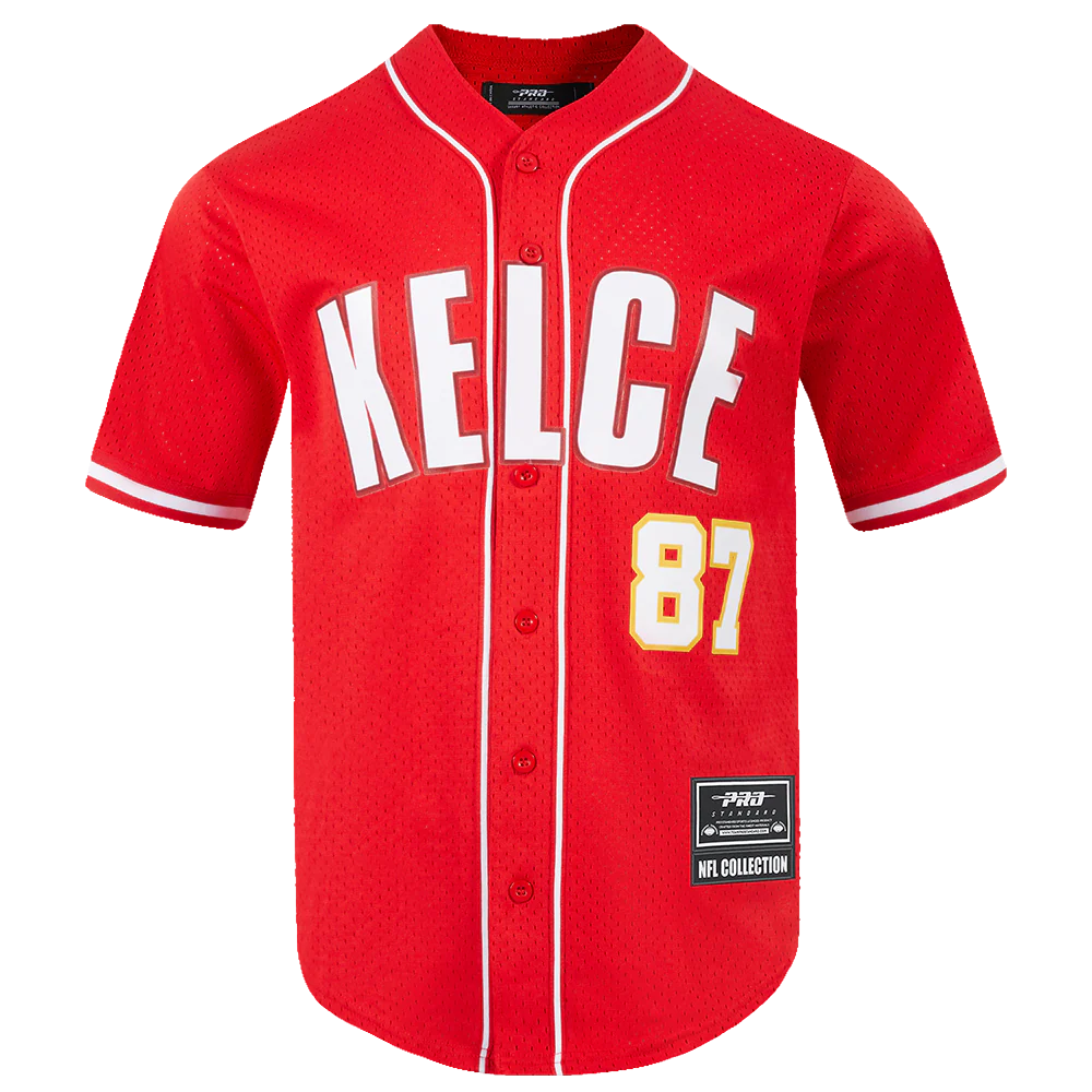 NFL KANSAS CITY CHIEFS TRAVIS KELCE #87 CLASSIC MEN'S MESH BUTTON DO (RED)