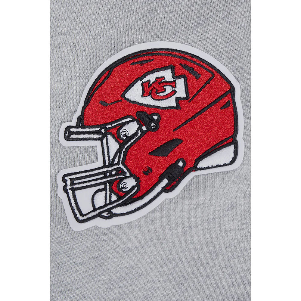 NFL KANSAS CITY CHIEFS SCRIPT TAIL MEN'S RIB FLEECE PULLOVER HOODIE (HEATHER GRAY/RED) - Image 9