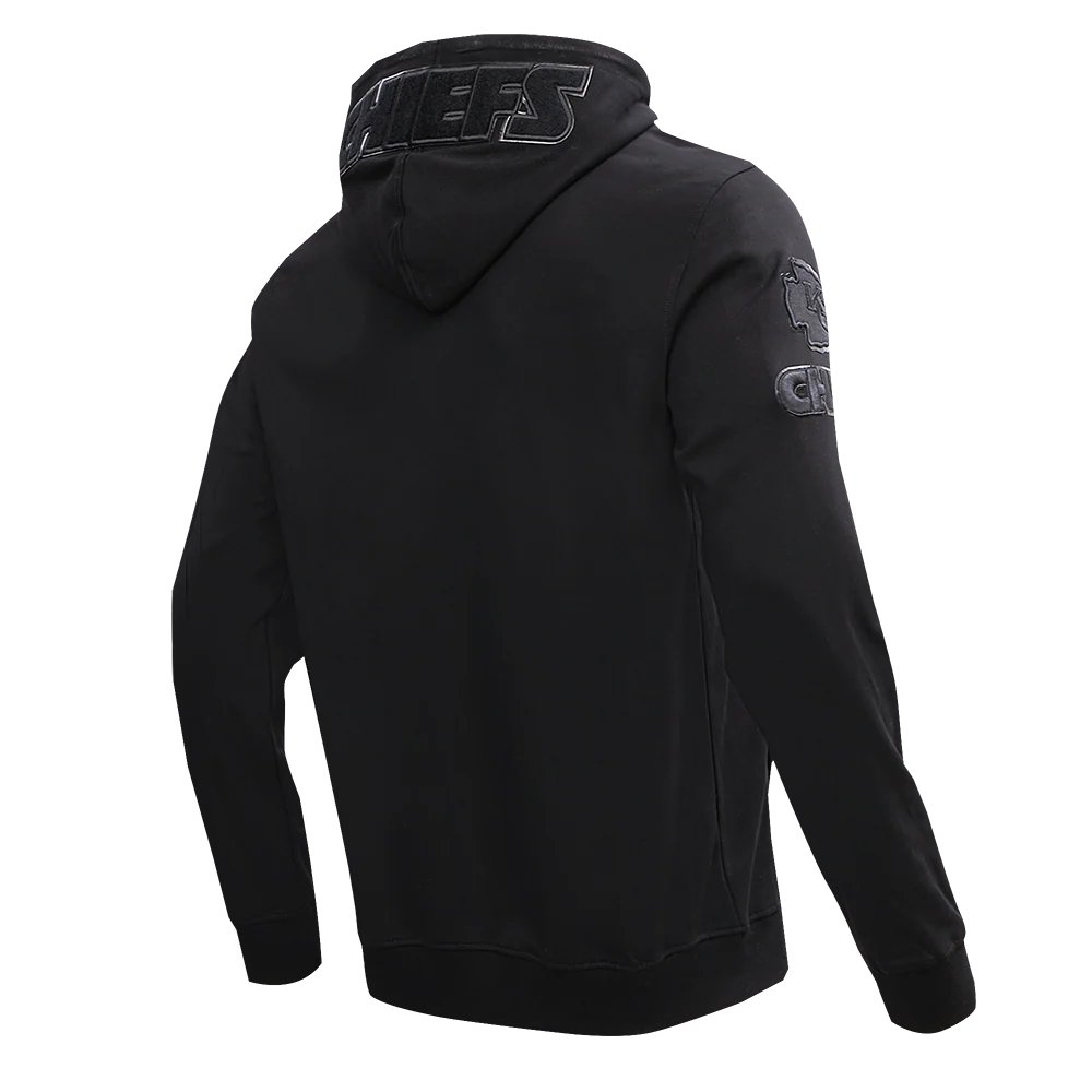 NFL KANSAS CITY CHIEFS TRIPLE BLACK MEN'S FULL ZIP HOODIE (TRIPLE BLACK) - Image 2