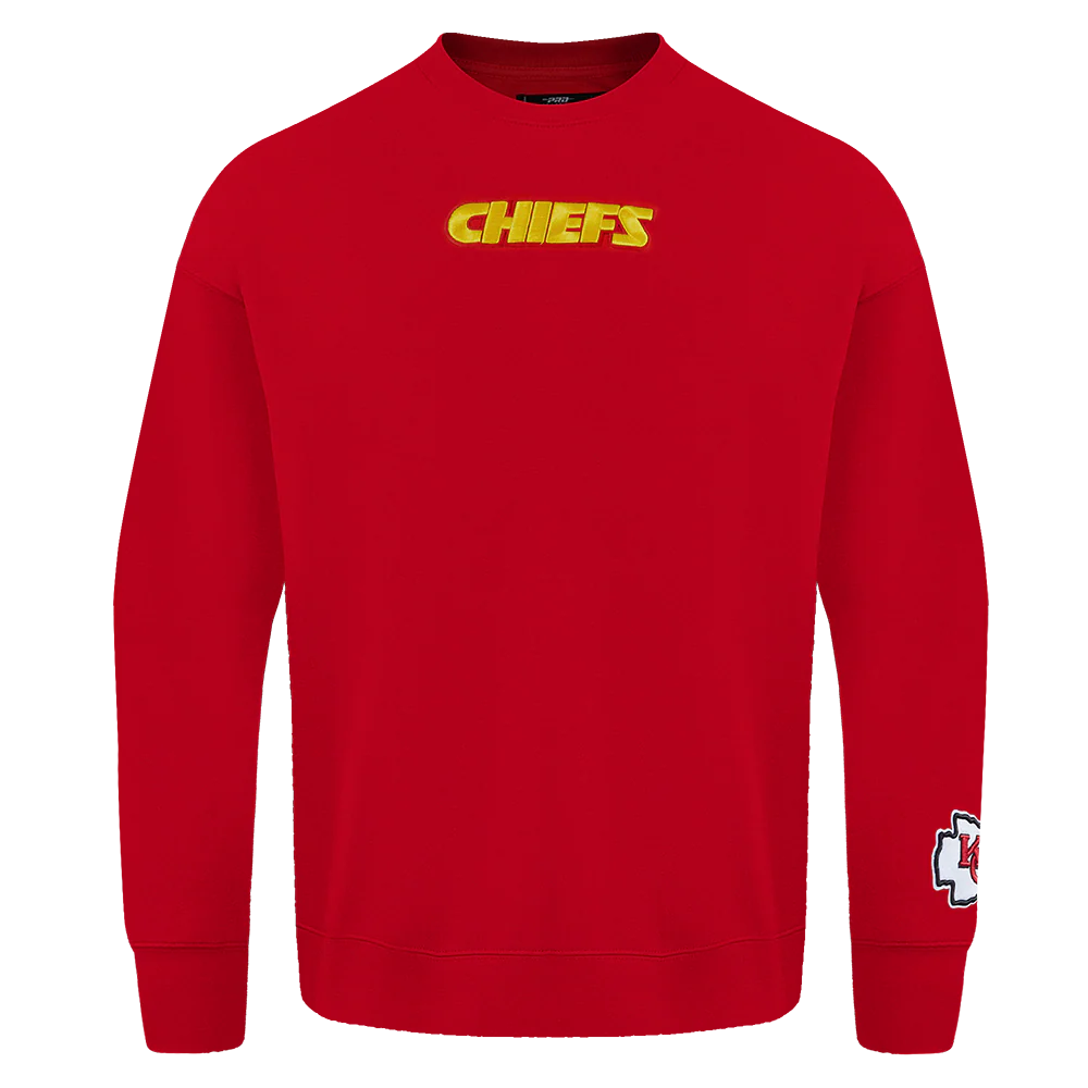 NFL KANSAS CITY CHIEFS WINGSPAN MEN'S DROP SHOULDER FLEECE CREWNECK (RED) - Image 2