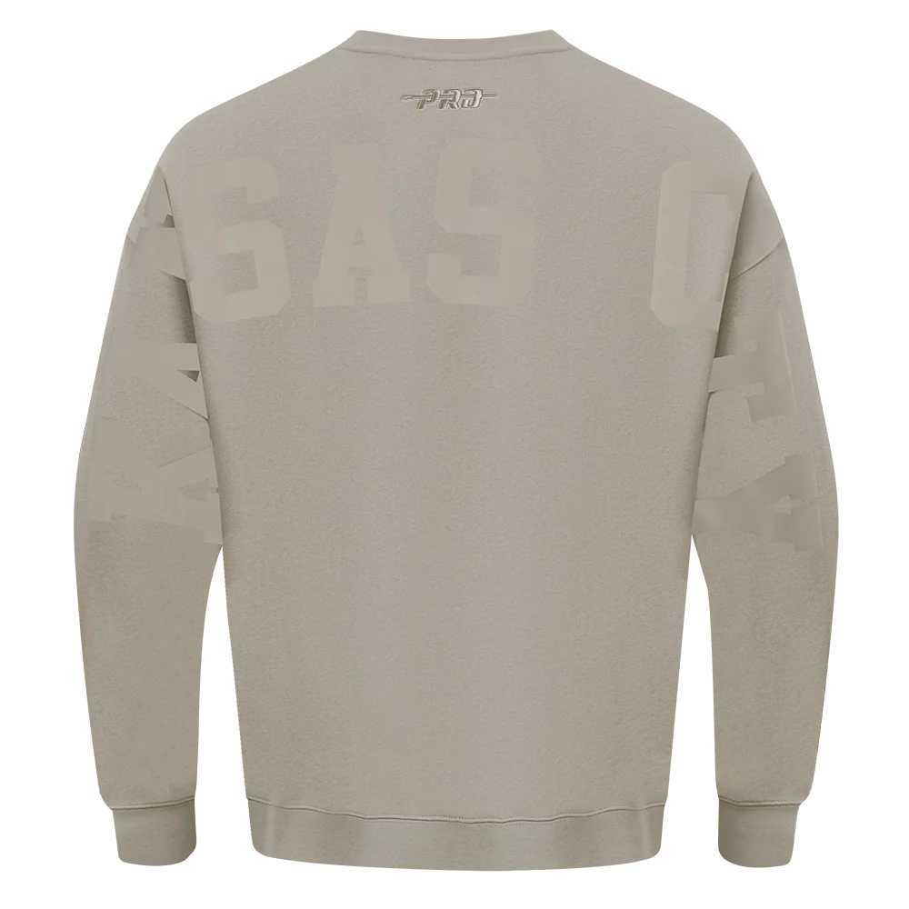 NFL KANSAS CITY CHIEFS WINGSPAN MEN'S DROP SHOULDER FLEECE CREWNECK (TAUPE)