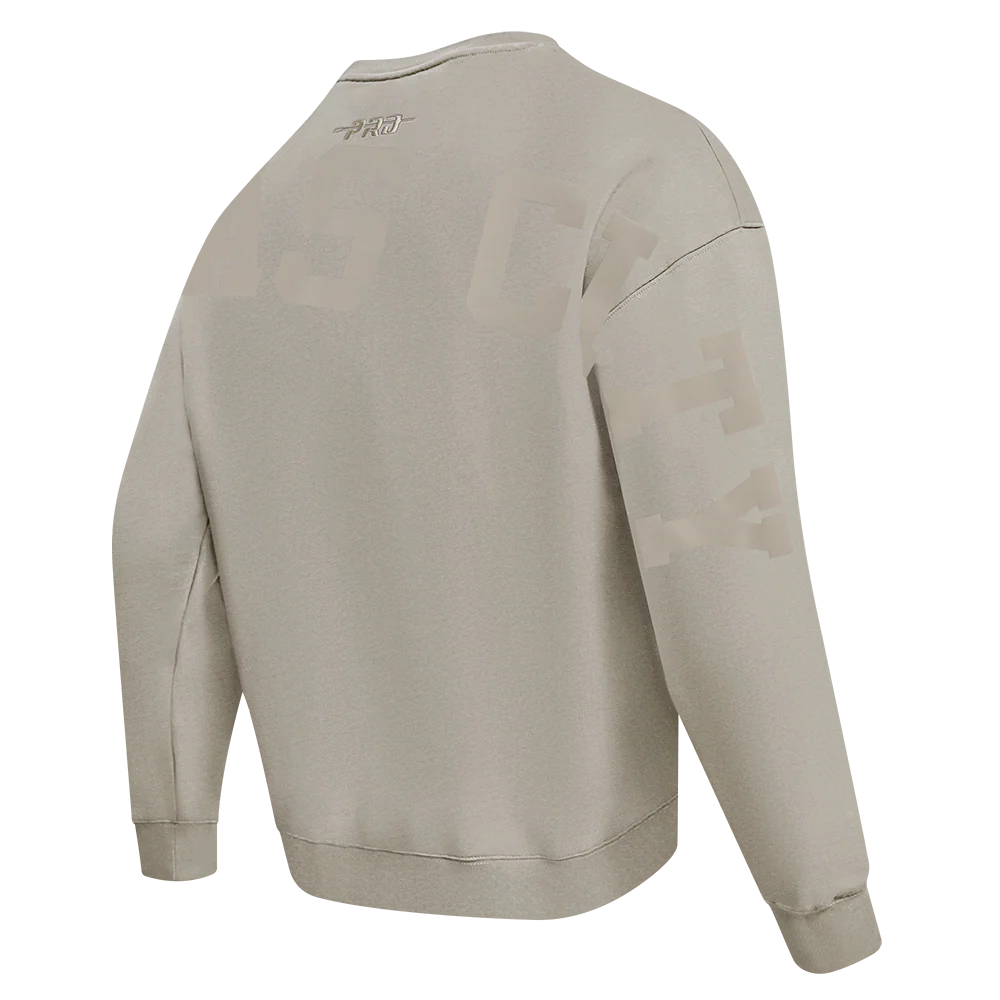 NFL KANSAS CITY CHIEFS WINGSPAN MEN'S DROP SHOULDER FLEECE CREWNECK (TAUPE) - Image 2