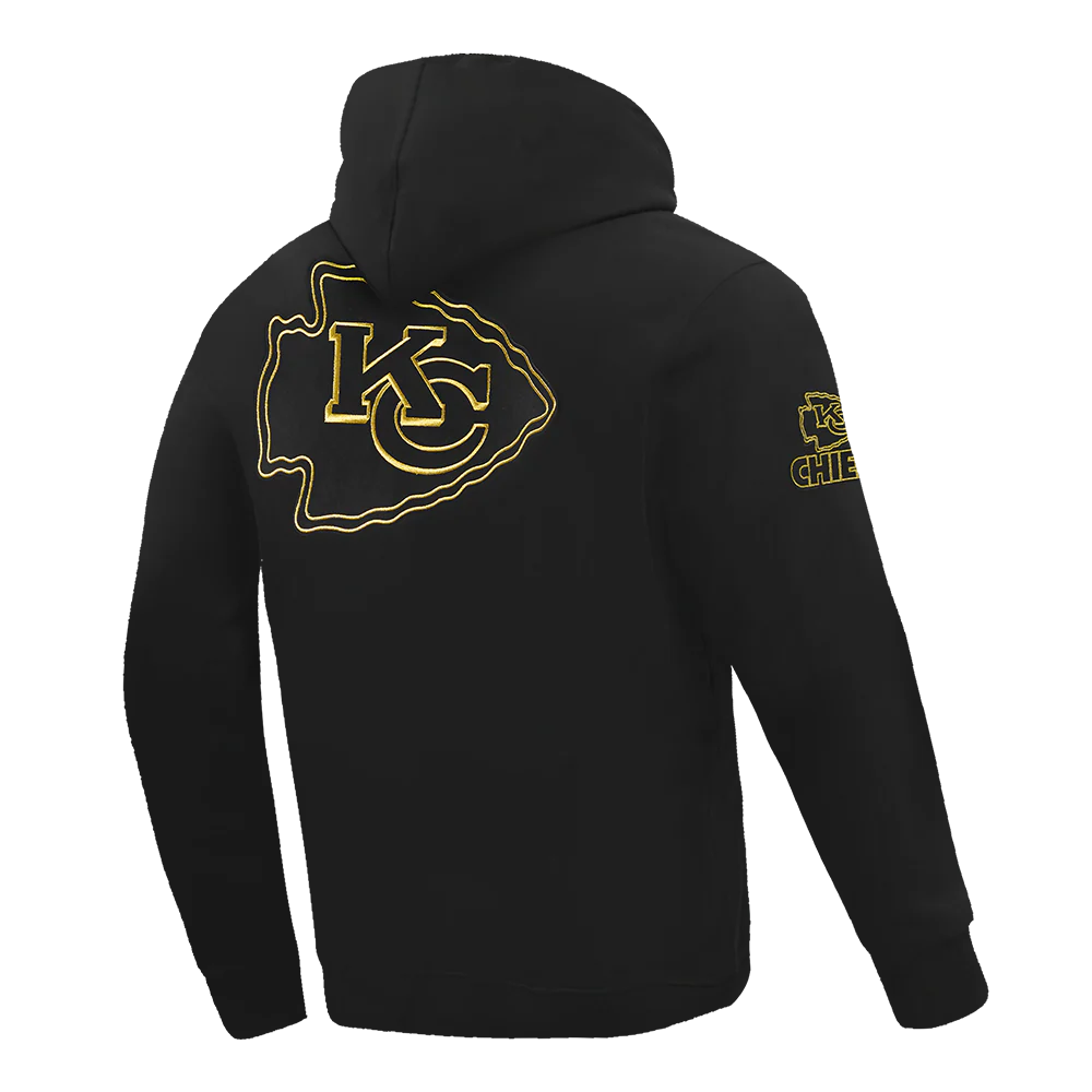 NFL KANSAS CITY CHIEFS BLACK & GOLD MEN'S DOUBLE KNIT PULLOVER HOODIE (BLACK) - Image 4