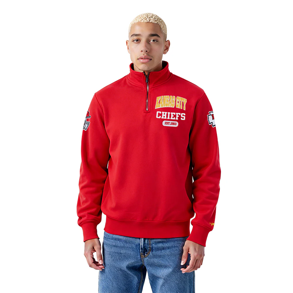 NFL KANSAS CITY CHIEFS CITY ARCH MEN'S FLC 1/4 ZIP (RED)