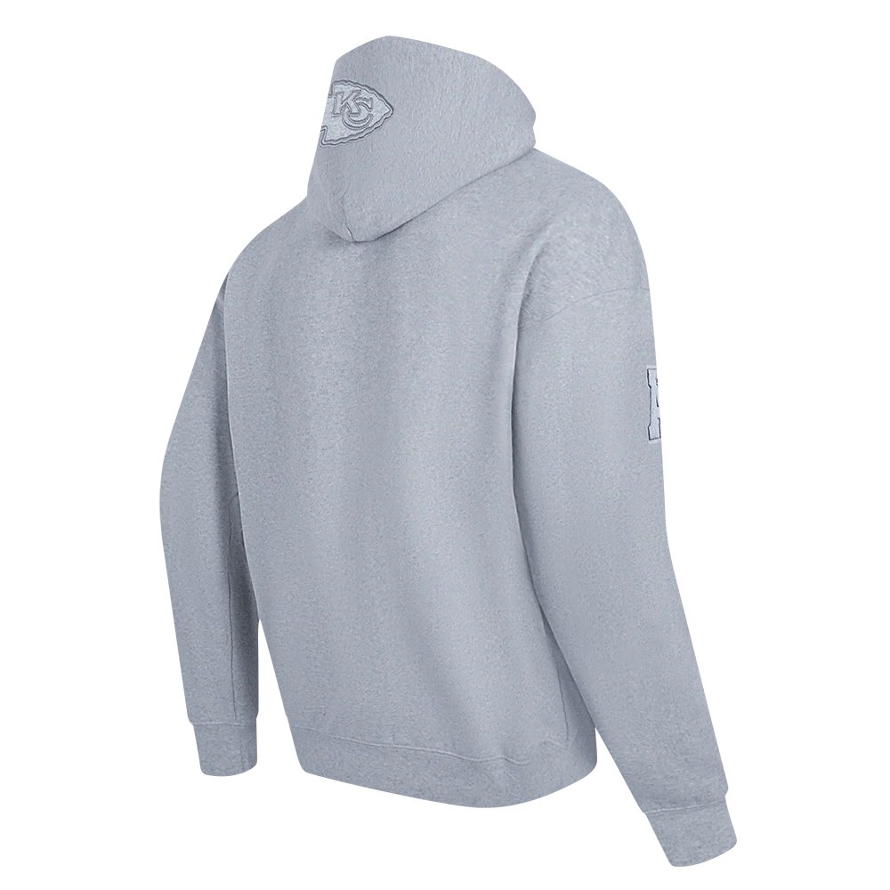 NFL KANSAS CITY CHIEFS NEUTRAL MEN'S DROP SHOULDER PULLOVER HOODIE (DARK HEATHER GRAY) - Image 4