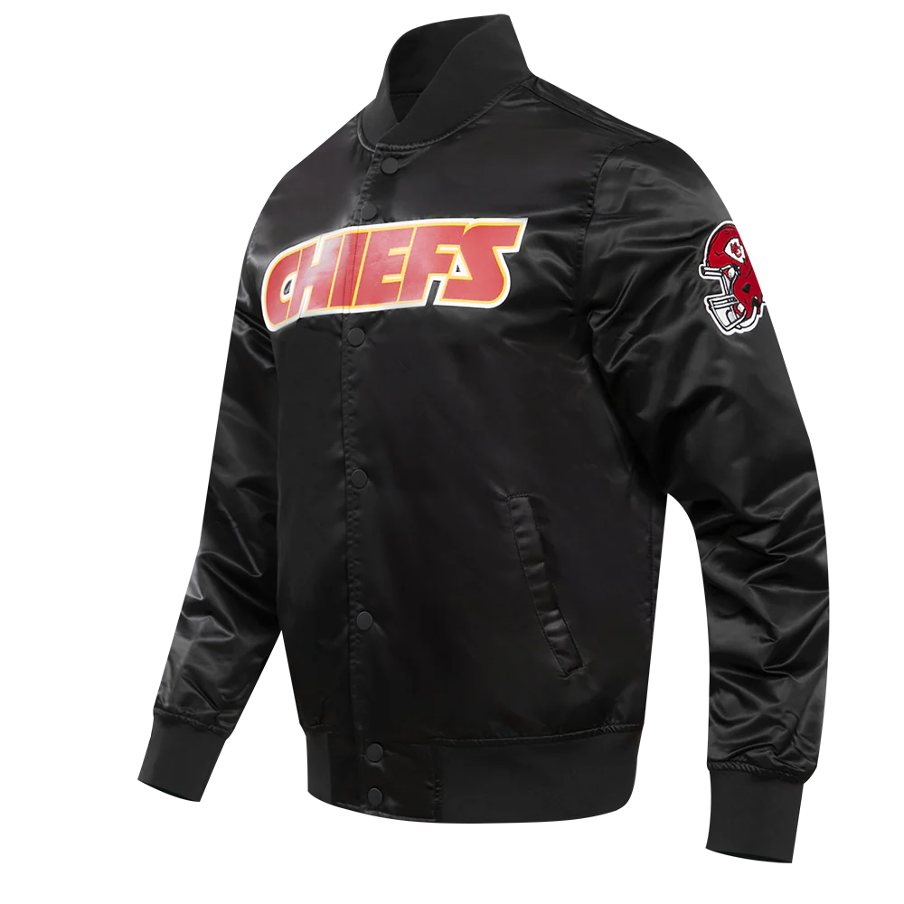 NFL KANSAS CITY CHIEFS BIG LOGO MEN'S SATIN JACKET (BLACK) - Image 2