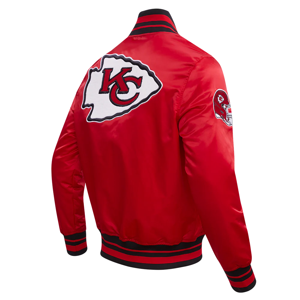 NFL KANSAS CITY CHIEFS RETRO CLASSIC MEN'S RIB SATIN JACKET (RED/BLACK) - Image 3