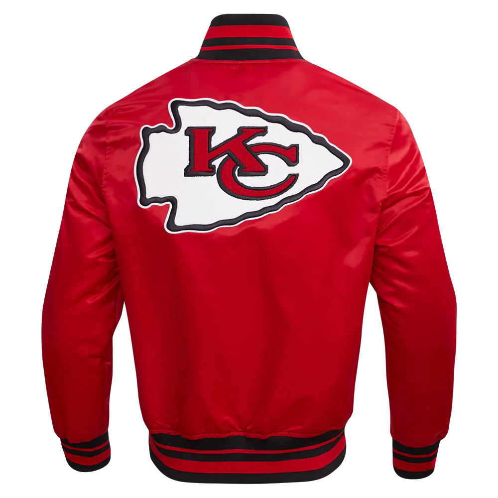 NFL KANSAS CITY CHIEFS RETRO CLASSIC MEN'S RIB SATIN JACKET (RED/BLACK) - Image 4