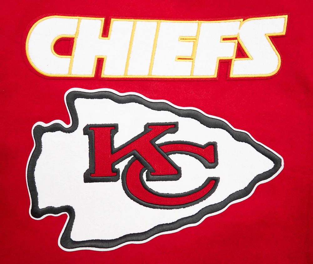 NFL KANSAS CITY CHIEFS RETRO CLASSIC MEN'S RIB WOOL VARSITY JACKET (RED/BLACK) - Image 5