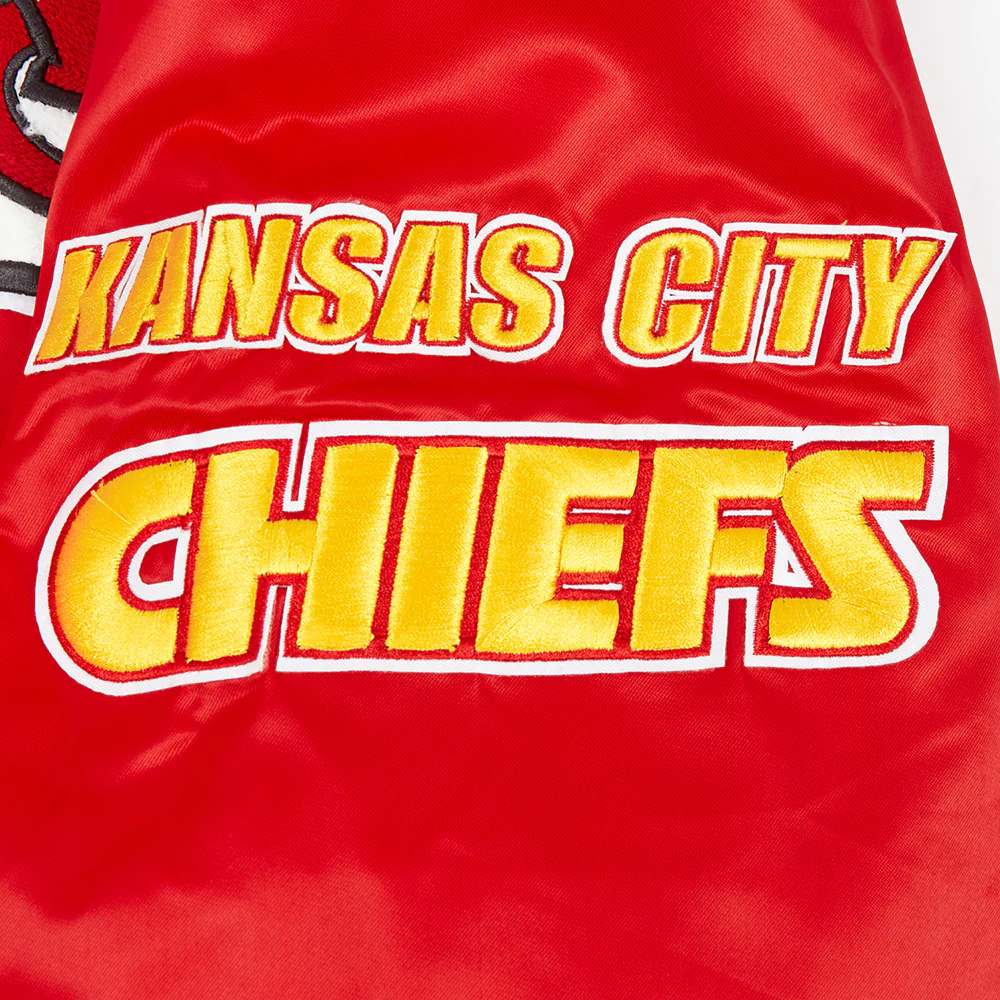 NFL KANSAS CITY CHIEFS OLD ENGLISH MEN'S RIB SATIN JACKET (RED) - Image 8
