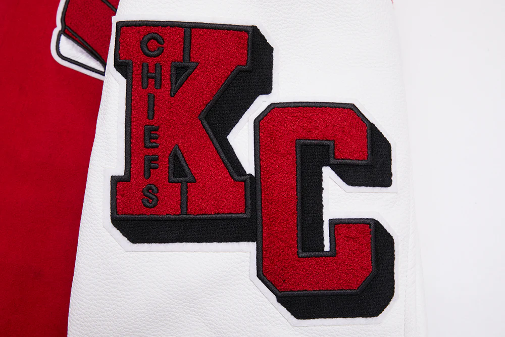 NFL KANSAS CITY CHIEFS MASHUP MEN'S RIB WOOL VARSITY JACKET (RED/WHITE) - Image 13