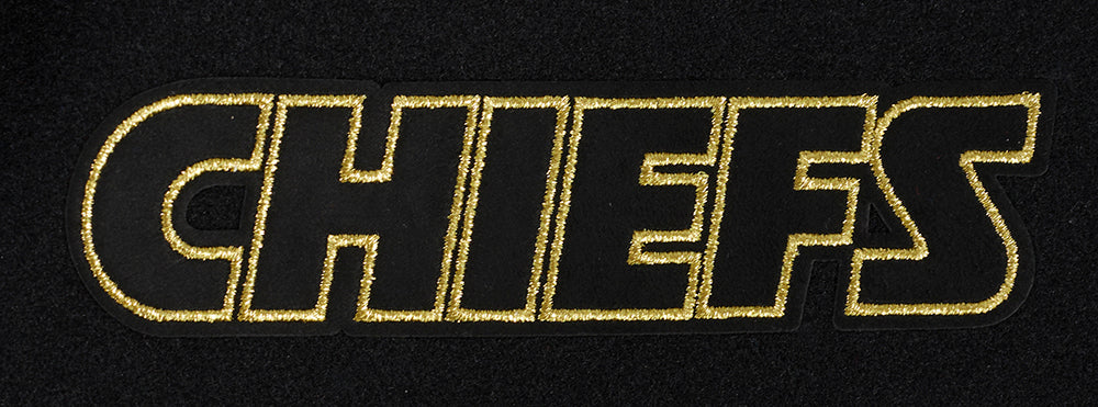 NFL KANSAS CITY CHIEFS BLACK & GOLD MEN'S WOOL VARSITY JACKET (JET BLACK) - Image 5