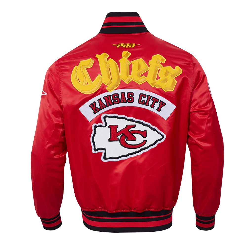 NFL KANSAS CITY CHIEFS BEST OF MEN'S RIB SATIN JACKET (RED/BLACK) - Image 7