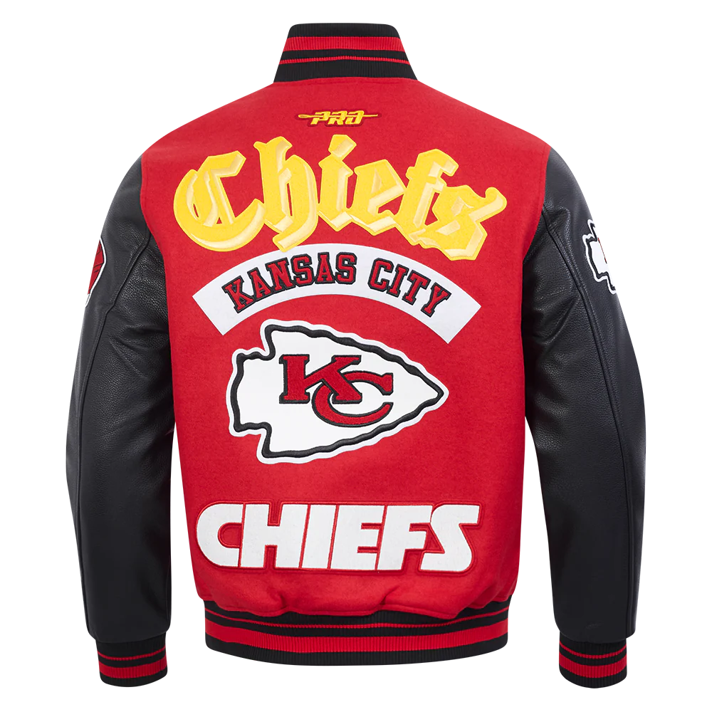 NFL KANSAS CITY CHIEFS BEST OF MEN'S RIB WOOL VARSITY JACKET (RED/BLACK) - Image 7