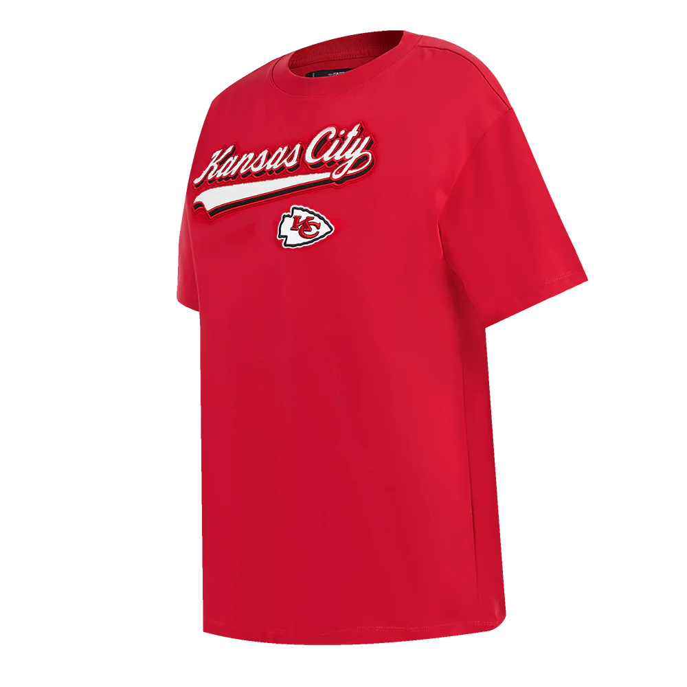 NFL KANSAS CITY CHIEFS SCRIPT TAIL WOMEN'S BOYFRIEND TEE (RED) - Image 2