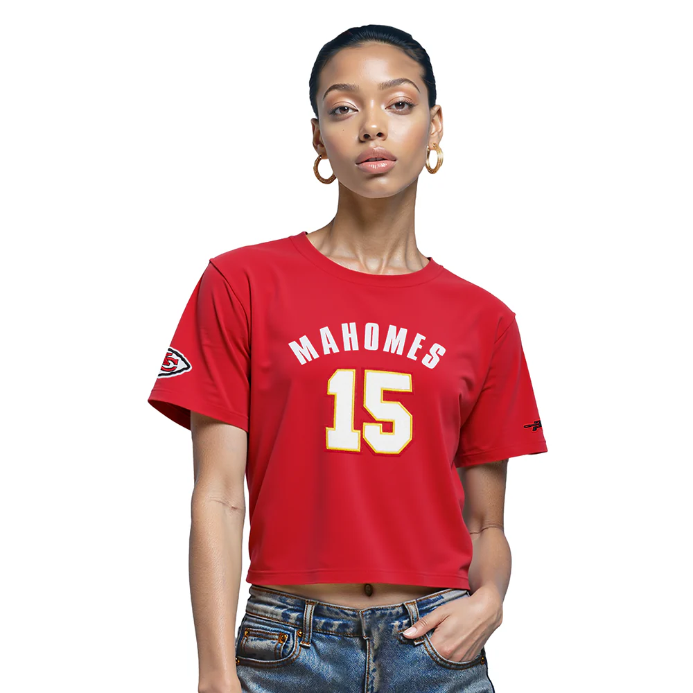 NFL KANSAS CITY CHIEFS PATRICK MAHOMES #15 CLASSIC PNN WOMEN'S SJ BOXY TEE (Red)
