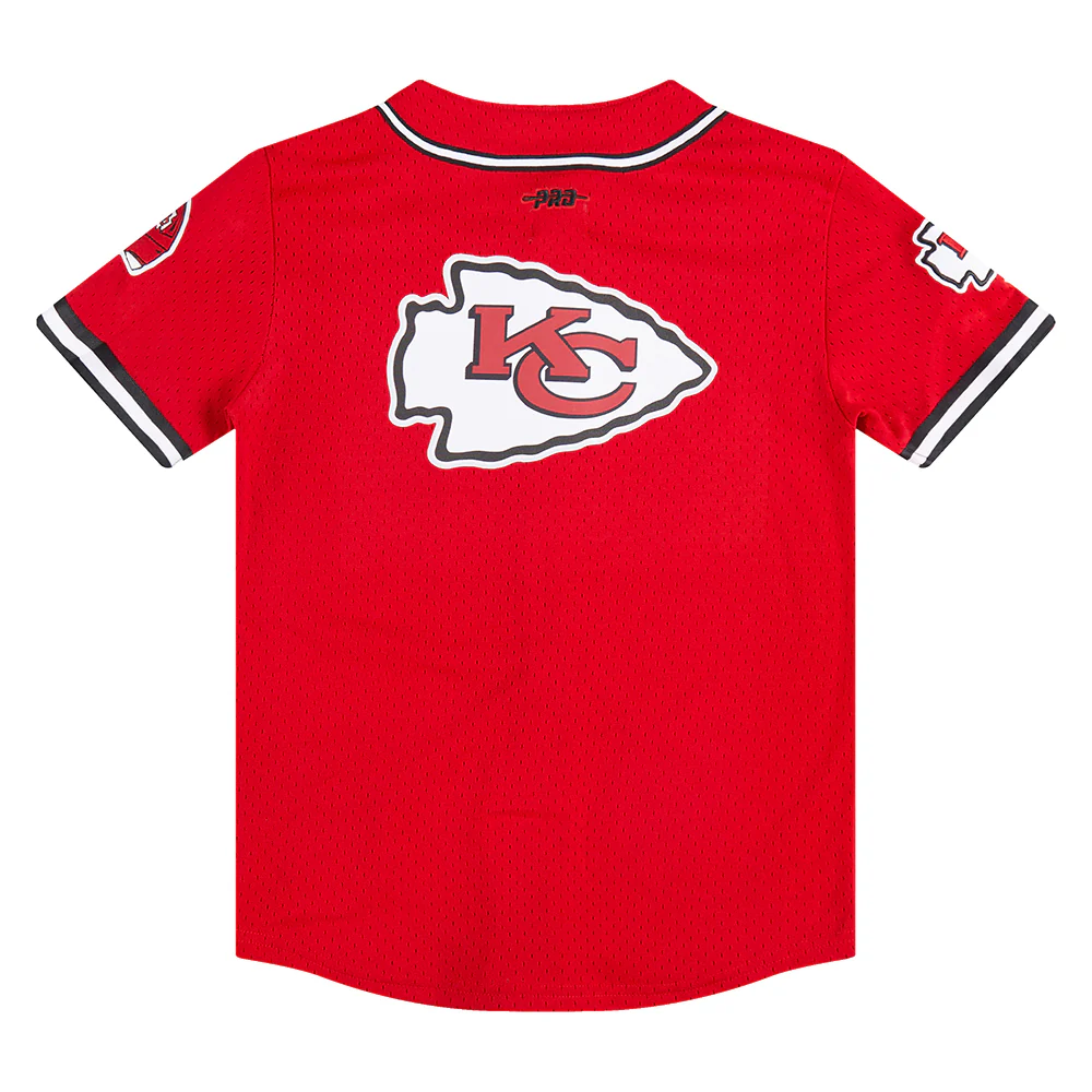 NFL KANSAS CITY CHIEFS CLASSIC BIG BOYS MESH BUTTON DOWN SHIRT (RED/BLACK) - Image 14