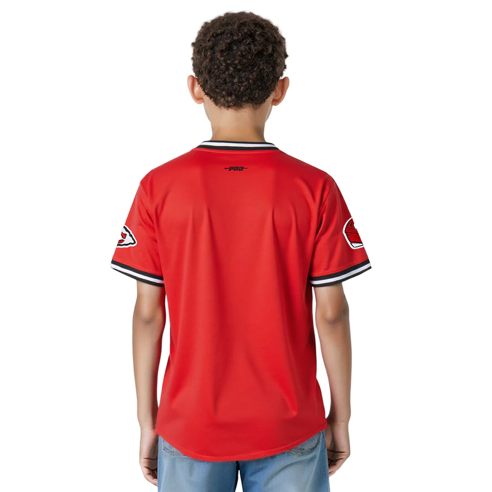 NFL KANSAS CITY CHIEFS CLASSIC BIG BOYS SHORT SLEEVE STRIPED RIB TEE (RED/BLACK) - Image 9