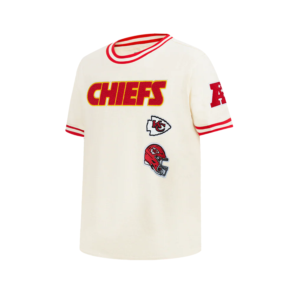 NFL KANSAS CITY CHIEFS RETRO CLASSIC BIG BOY'S SS STRIPED RIB TEE (EGGSHELL/ RED) - Image 5