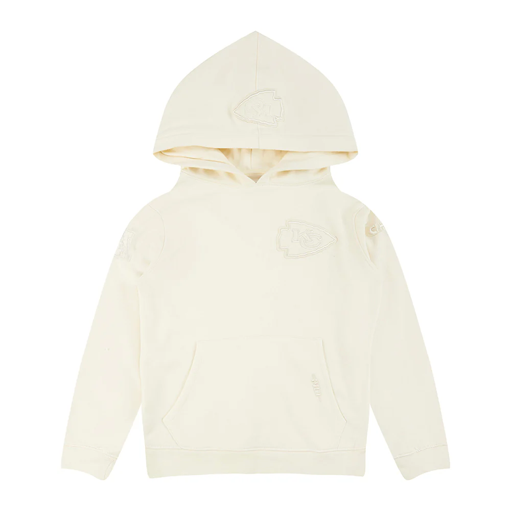 NFL KANSAS CITY CHIEFS NEUTRAL BIG BOYS FLEECE PULLOVER HOODIE (EGGSHELL) - Image 11