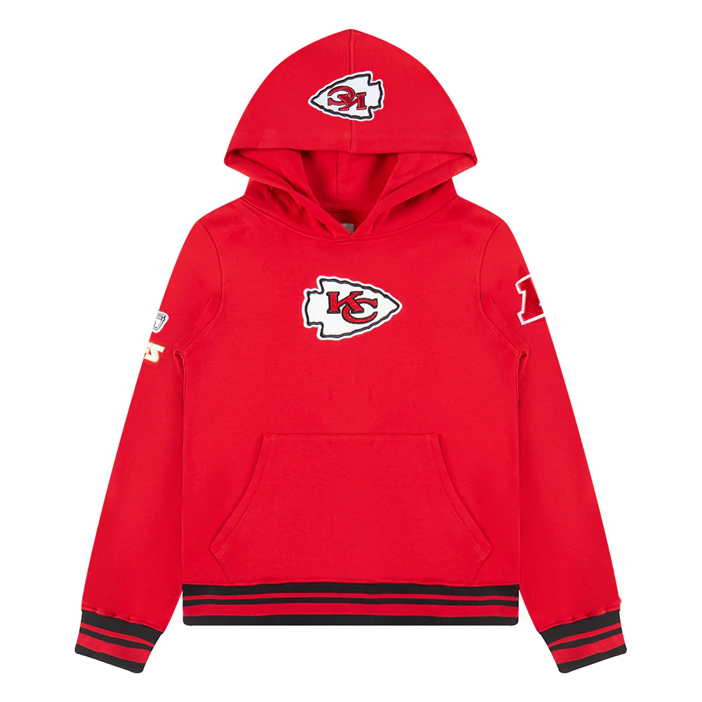 NFL KANSAS CITY CHIEFS RETRO CLASSIC BIG BOYS RIB FLEECE PULLOVER HOODIE (RED/BLACK) - Image 12