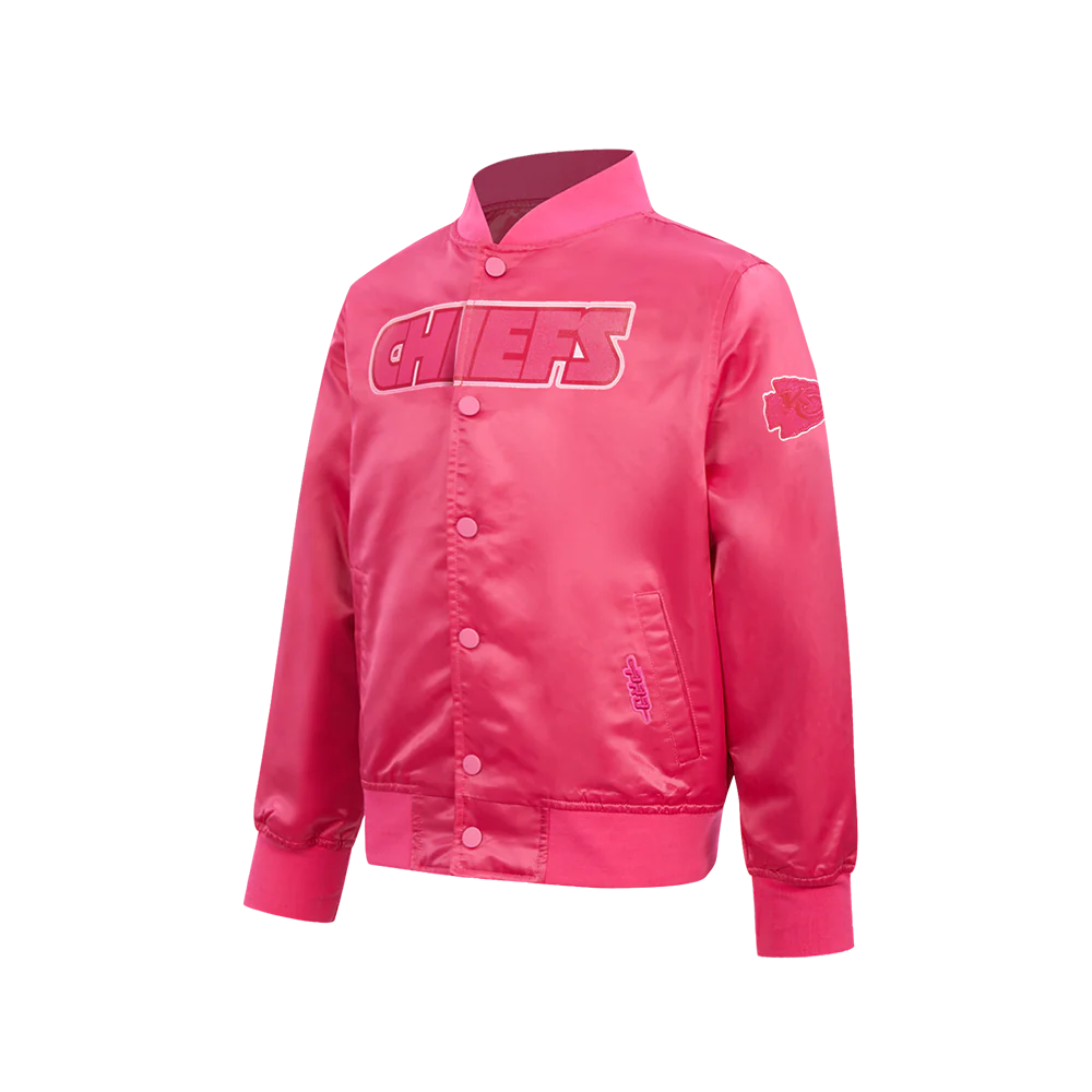 NFL KANSAS CITY CHIEFS TRIPLE PINK BIG GIRLS SATIN JACKET (BEETROOT PURPLE) - Image 2