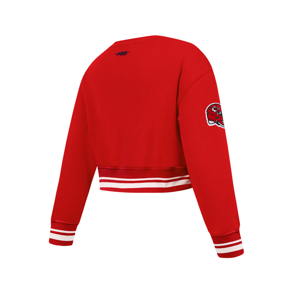 NFL KANSAS CITY CHIEFS RETRO CLASSIC BIG GIRLS RIB FLEECE CREWNECK (RED) - Image 4