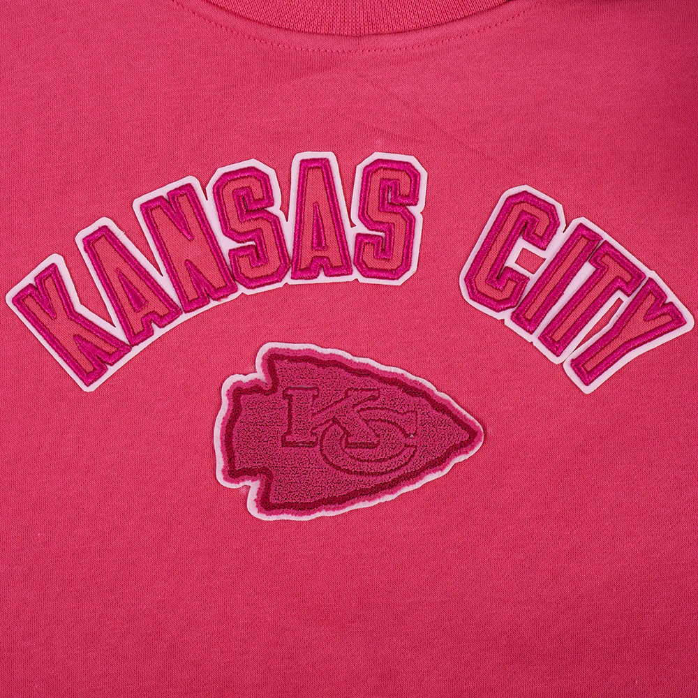 NFL KANSAS CITY CHIEFS CLASSIC TRIPLE PINK BIG GIRL'S FLEECE CREWNECK (BEETROOT PURPLE) - Image 6