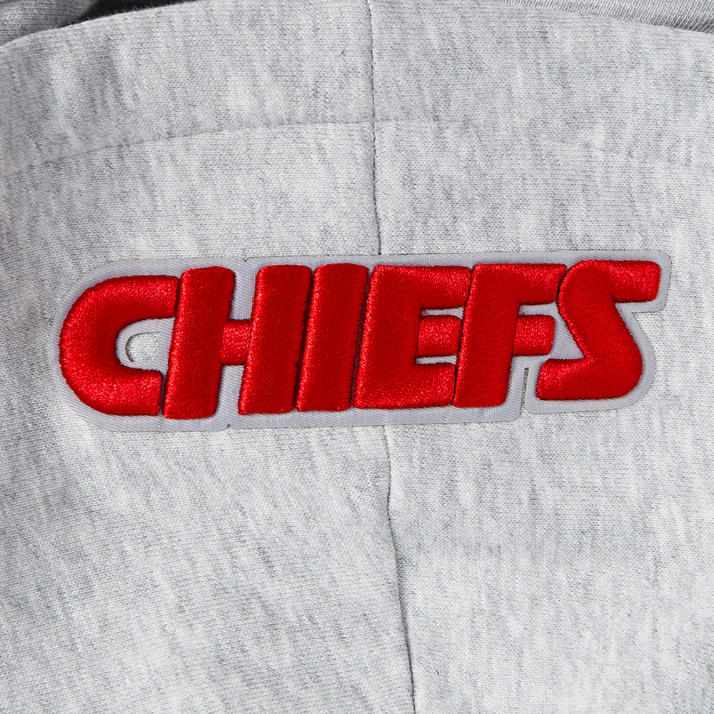 NFL KANSAS CITY CHIEFS SCRIPT TAIL WOMEN'S RIB FLEECE CROPPED PULLOVER HOODIE (HEATHER GRAY/BLACK) - Image 10