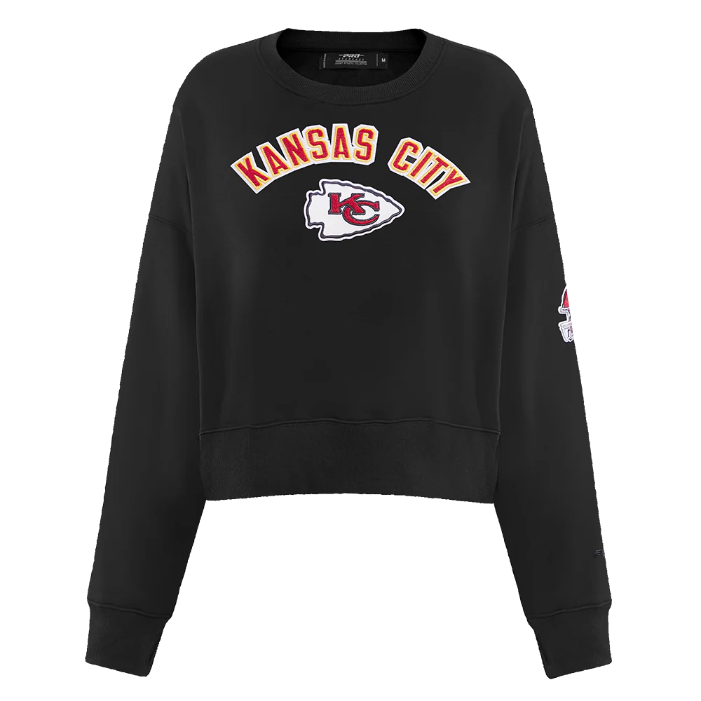 NFL KANSAS CITY CHIEFS CLASSIC WOMEN'S FLEECE CREWNECK (BLACK)