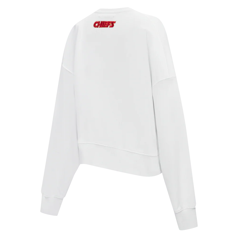 NFL KANSAS CITY CHIEFS CLASSIC WOMEN'S FLEECE CREWNECK (WHITE) - Image 3