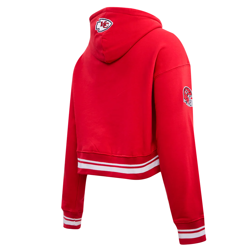 NFL KANSAS CITY CHIEFS RETRO CLASSIC WOMEN'S RIB CROPPED PULLOVER HOODIE (RED) - Image 3
