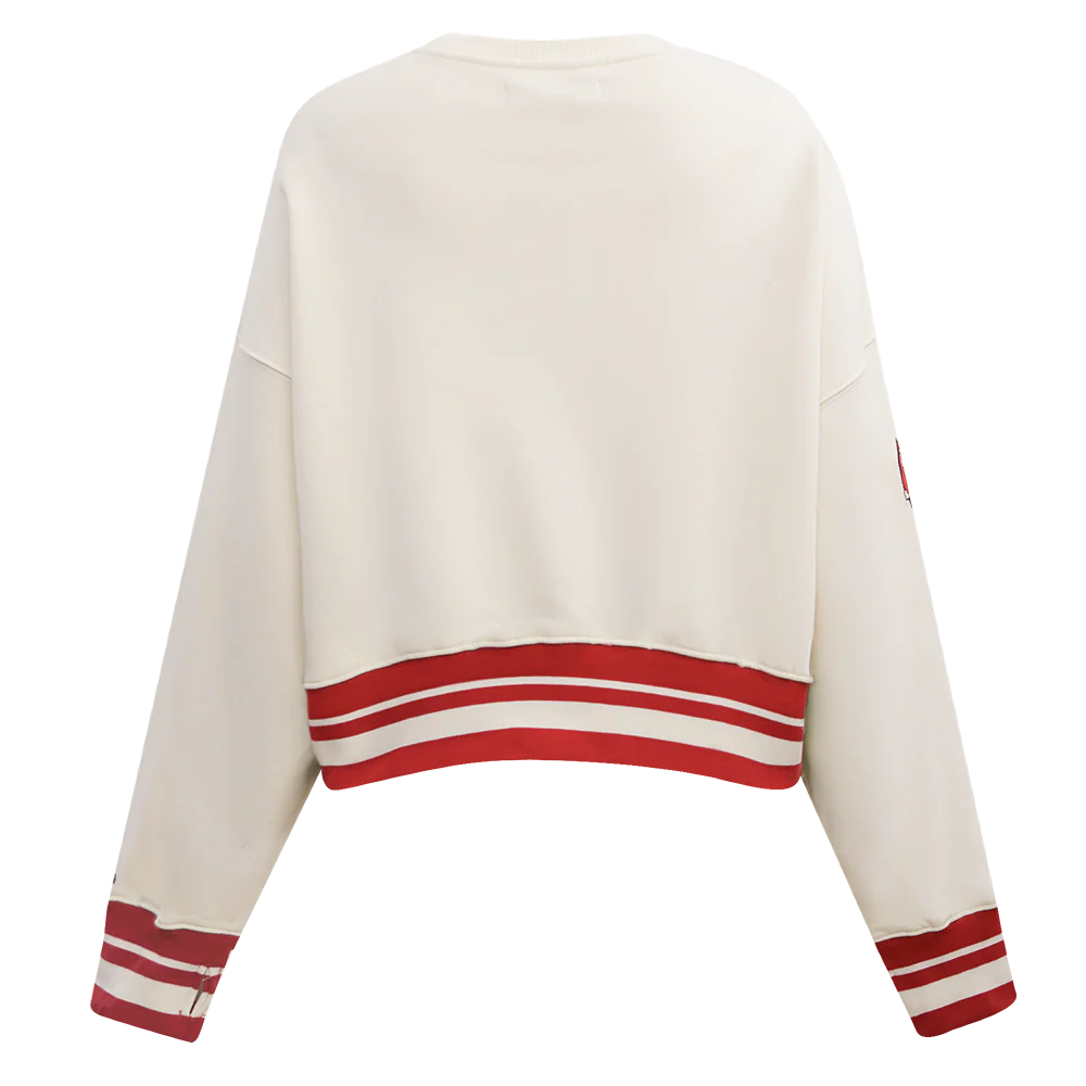 NFL KANSAS CITY CHIEFS RETRO CLASSIC WOMEN'S RIB CREWNECK (EGGSHELL/ RED) - Image 4