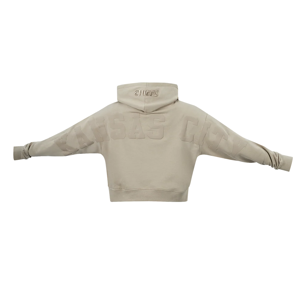 NFL KANSAS CITY CHIEFS WINGSPAN WOMEN'S FLC CROPPED PO HOODIE (TAUPE) - Image 5
