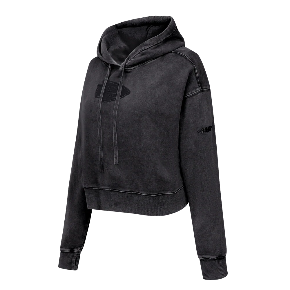 NFL KANSAS CITY CHIEFS WASHED CLASSIC WOMEN'S ENZYME WASH FT CROPPED P (WASHED BLACK) - Image 4