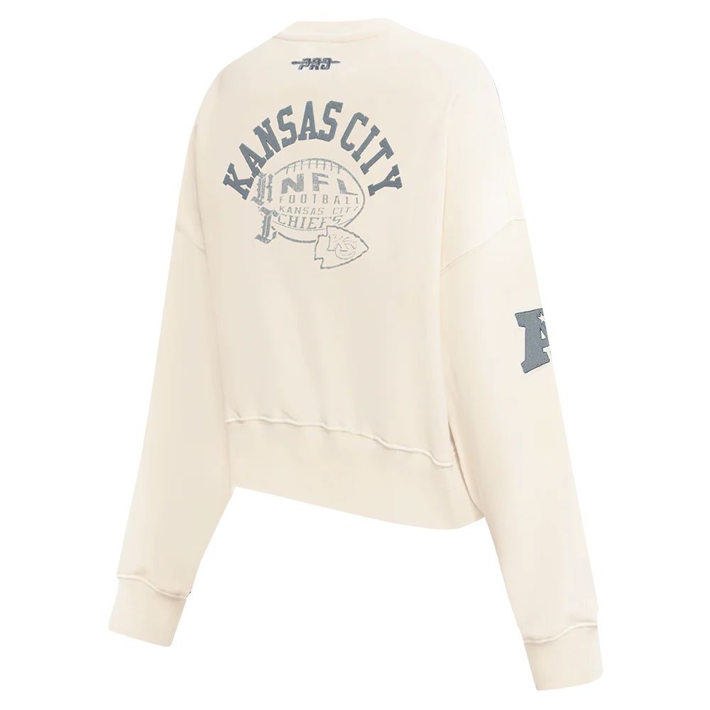 NFL KANSAS CITY CHIEFS STREET TEAM WOMEN'S FLC CREWNECK (EGGSHELL) - Image 4