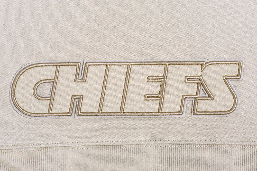 NFL KANSAS CITY CHIEFS NEUTRAL WOMEN'S CROPPED PULLOVER HOODIE (TAUPE) - Image 4