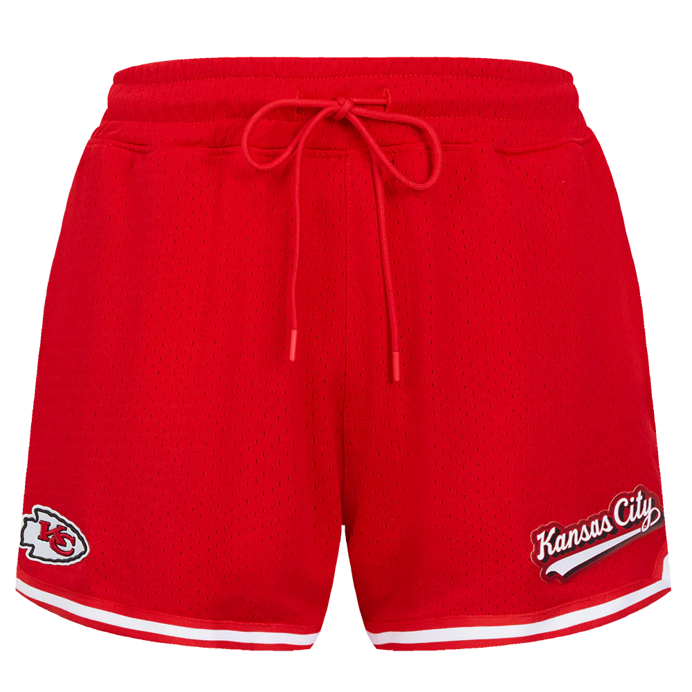 NFL KANSAS CITY CHIEFS SCRIPT TAIL WOMEN'S MESH TAPE SHORT (RED) - Image 2