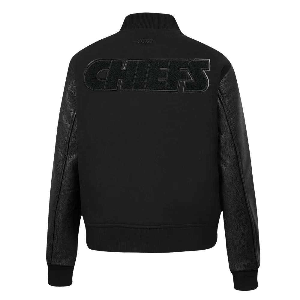 NFL KANSAS CITY CHIEFS TRIPLE BLACK WOMEN'S WOOL VARSITY JACKET (TRIPLE BLACK WOMEN'S) - Image 3