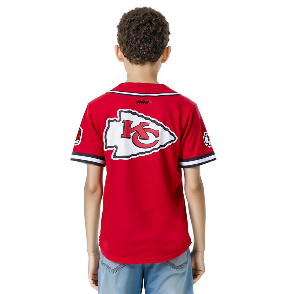 NFL KANSAS CITY CHIEFS CLASSIC LITTLE BOYS MESH BUTTON DOWN SHIRT (RED/BLACK) - Image 2