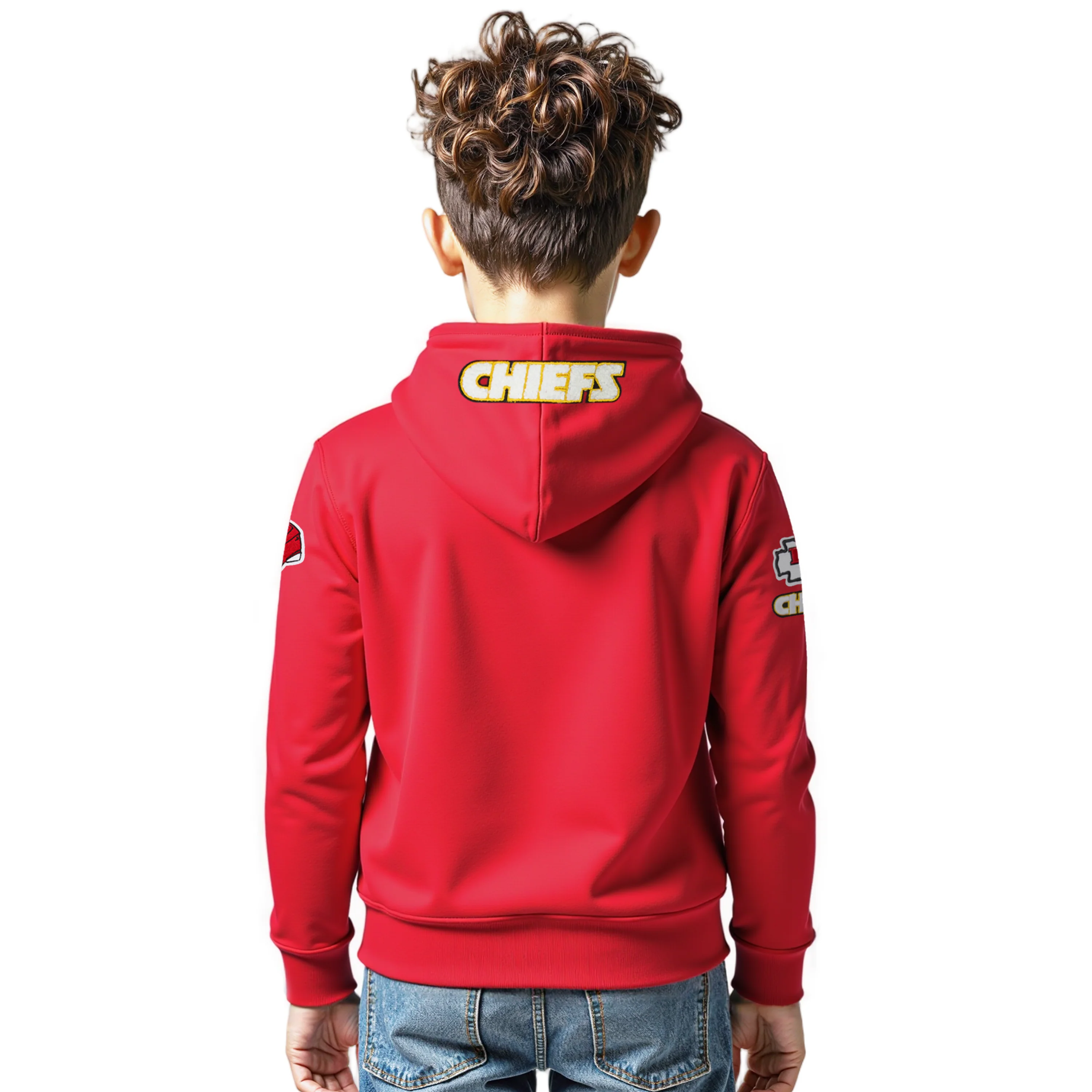 NFL KANSAS CITY CHIEFS CLASSIC LITTLE BOYS FLEECE PULLOVER HOODIE (RED) - Image 2