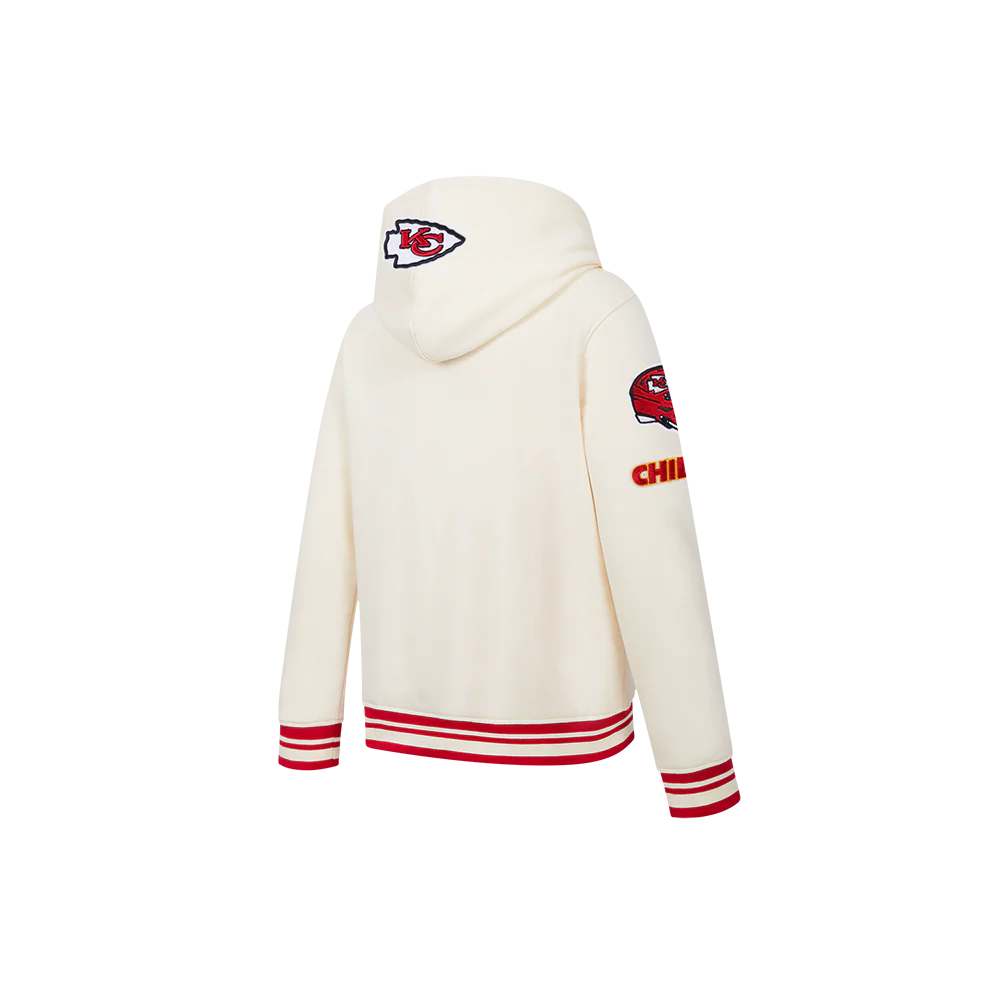 NFL KANSAS CITY CHIEFS RETRO CLASSIC LITTLE BOYS RIB FLEECE PULLOVER HOODIE (EGGSHELL/ RED) - Image 6
